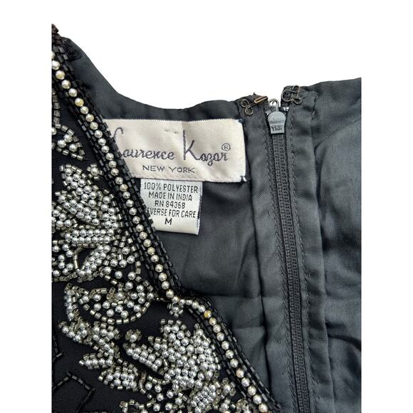 Vintage Black Beaded and Pearl Party Blouse by Laurence Kazar / M - Picture 4 of 4